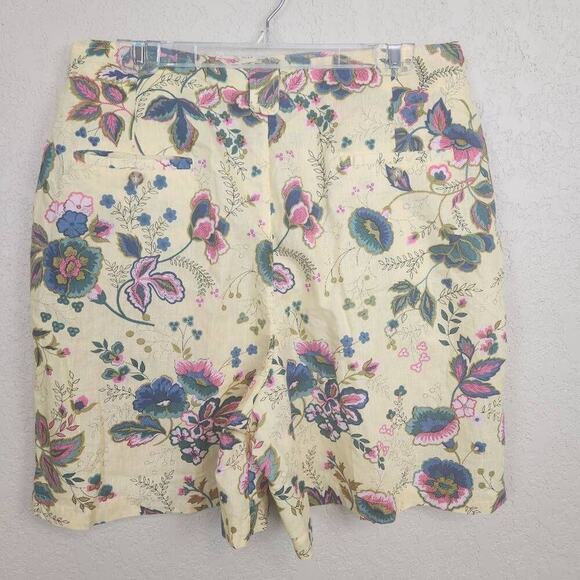 Westbound Vintage Yellow Floral Linen Blend Shorts Size 18 (4369) - Picture 2 of 5